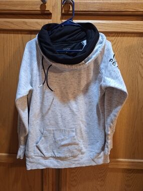 Calvin Klein Performance Women's Light Gray Pullover with Black Funnel Neck